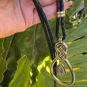 Brighton Interlok Long Leather Silver Necklace